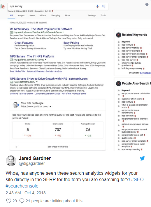 Google is now displaying your website’s average ranking position in Google SERPs